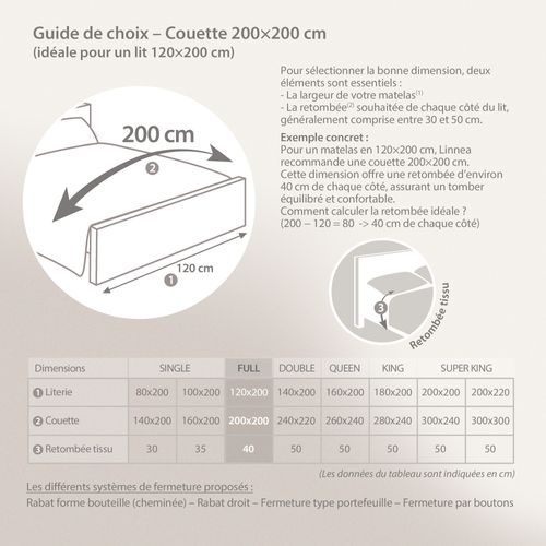 Couette 200x200 Cm 4 Saisons Elsa Garnissage Fibre Polyester 200+300 = 500g/m2