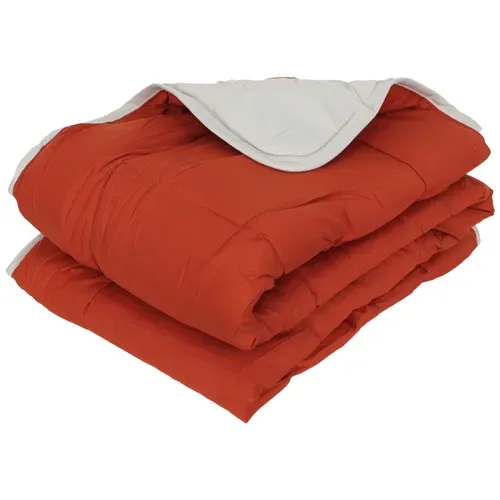 Couette été 240x220 Cm Cocoon Bicolore Gingembre/galet Garnissage Fibre Polyester 200g/m2