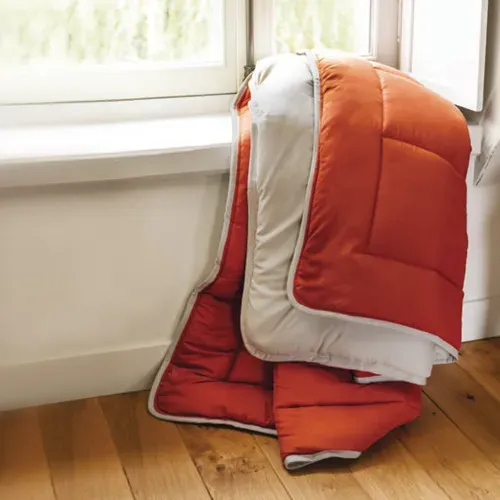 Couette été 240x220 Cm Cocoon Bicolore Gingembre/galet Garnissage Fibre Polyester 200g/m2