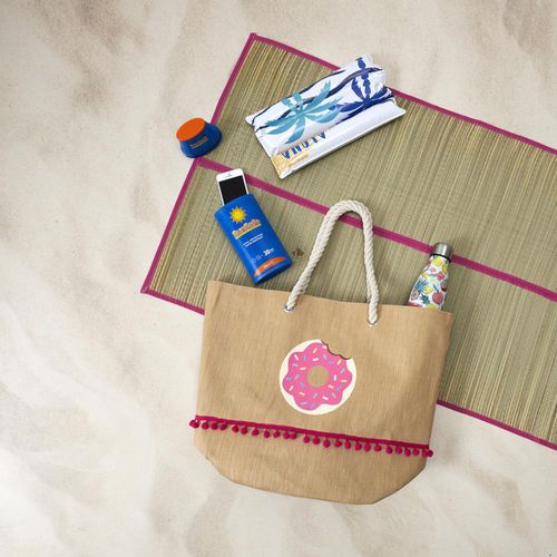 Sac De Plage Pompon Donuts Rose