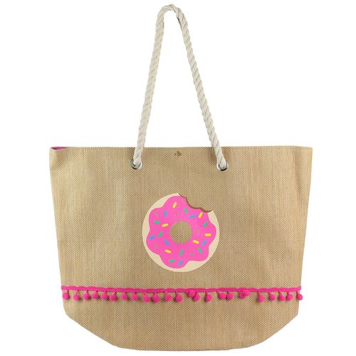 Sac De Plage Pompon Donuts Rose