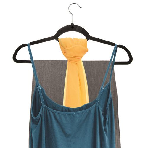 Lot De 5 Cintres Avec Barre Floqué Velours Noir
