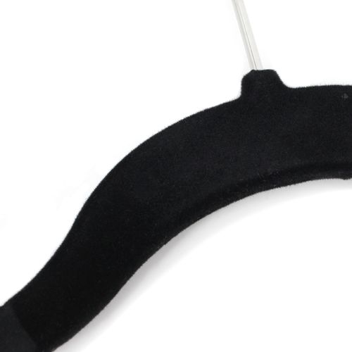 Lot De 5 Cintres Avec Barre Floqué Velours Noir