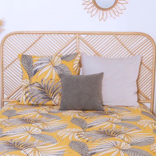 Parure De Lit 240x220 Cm Microfibre 50% Recyclée Aquilie Jaune 3 Pièces