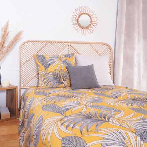 Parure De Lit 240x220 Cm Microfibre 50% Recyclée Aquilie Jaune 3 Pièces