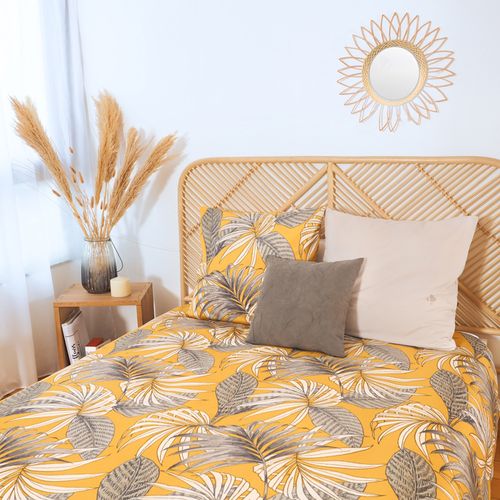 Parure De Lit 240x220 Cm Microfibre 50% Recyclée Aquilie Jaune 3 Pièces