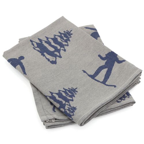 Lot De 2 Torchons Cuisine Coton Piqué Bleu Avec Broderie Coq - 50 X 70 Cm - Betz Qualité Allemande