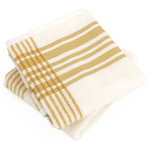 Lot De 2 Serviettes Invité 100% Coton 33x50 Cm - Jaune Miel, Grammage 500 G/m², Fabriqué Au Portugal - 13