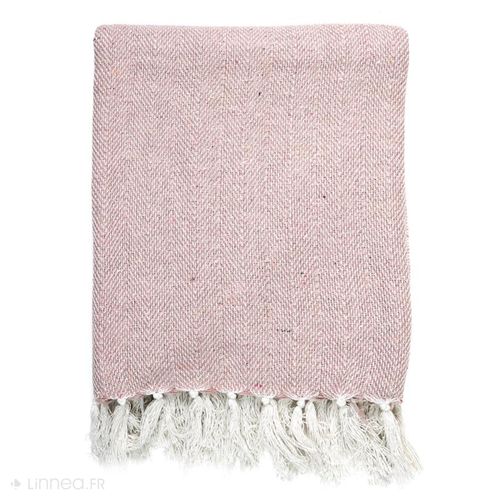 Jeté De Canapé Chevrons 120x150 Cm Zigzag Rose