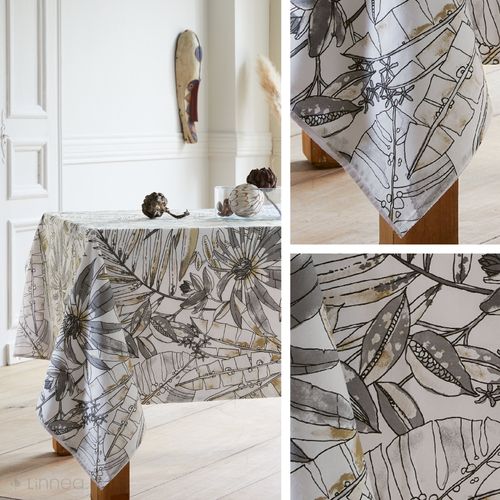 Nappe Ovale 170x240 Cm Bahia Gris Fusain Coton +