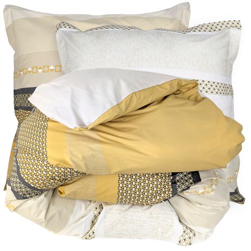 Calitex Parure 3 Pièces 260x240cm Butterfly Ocre - Housse De Couette Et Taies En Coton