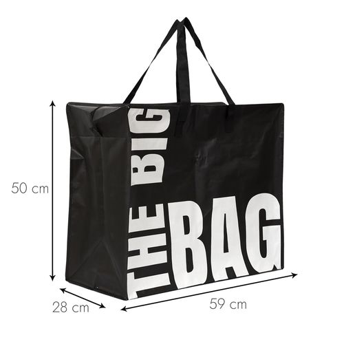 Sac Mutli Usage XXL 60x50x30 Cm Pili Noir "the Big Bag" À Zip 80l