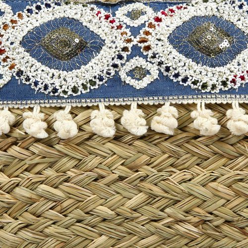 Sac De Plage Pop Playa En Paille De Blé Tressée Et Macramé écru