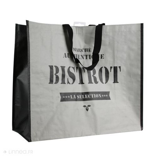 Sac De Shopping Cabas 40x45x20 Cm Siero Gris Et Noir