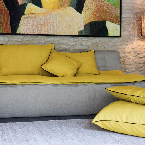 Housse De Coussin Prelude 30x50 Cm Lin Et Coton Lavés Jaune Curry