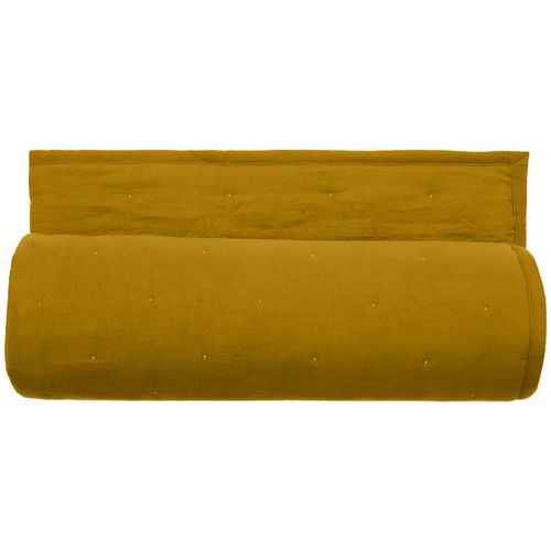Couvre-lit 220x240 Cm Celeste Velours Piquage Points Brodés Jaune Gold