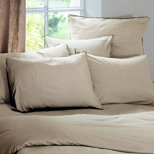 Drap Housse Palace Pur Coton Lavé 200x200 Cm Bonnet 35 Cm Uni Gris Lin
