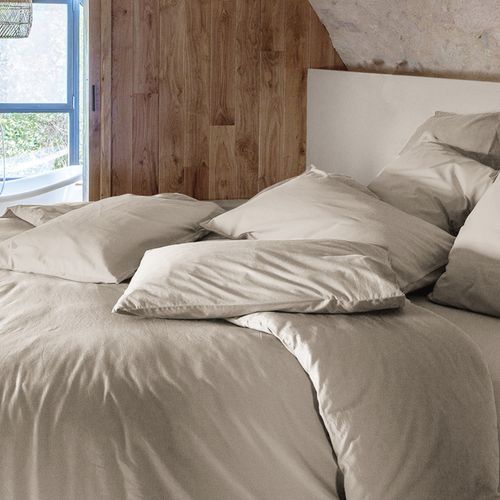 Drap Housse Palace Pur Coton Lavé 200x200 Cm Bonnet 35 Cm Uni Gris Lin