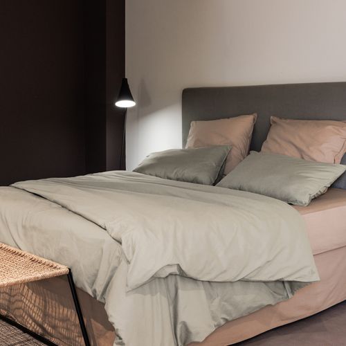 Drap Housse Palace Pur Coton Lavé 200x200 Cm Bonnet 35 Cm Uni Gris Lin