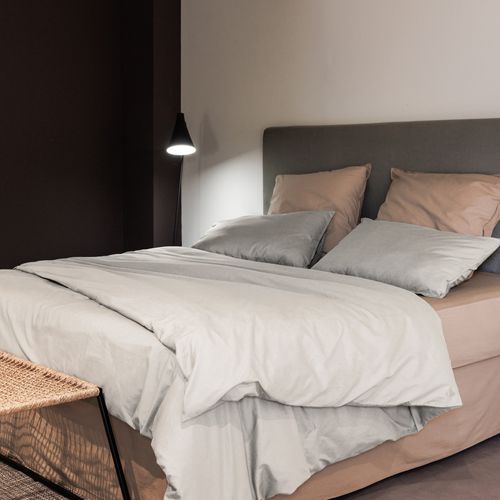 Taie D'oreiller Palace Pur Coton Lavé 65x65 Cm Uni Beige Nacre
