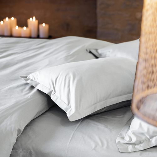 Drap Plat 180x290 Cm Percale De Coton Manoir Blanc Neige