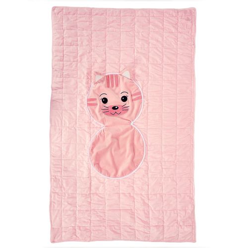 Coussin Plaid 110x150 Cm 100% Polyester Collection Animaux Chat Rose
