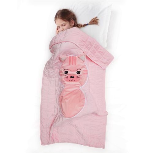 Coussin Plaid 110x150 Cm 100% Polyester Collection Animaux Chat Rose