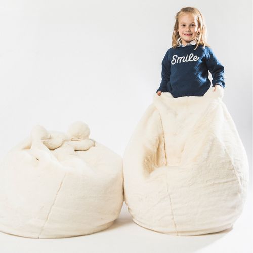 Pouf Medium Polyester Et Fausse Fourrure Collection Soft Animals Mouton Avec Garnissage