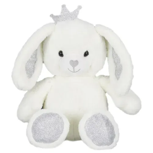Peluche Lapin 25cm Pailleté Collection Royal Pets Blanc Et Argent