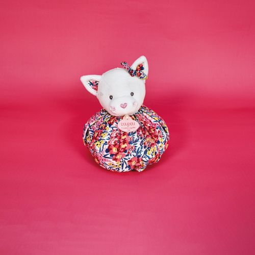Doudou Boule 25 Cm Polyester Collection Les Petits Futés Chat Rose