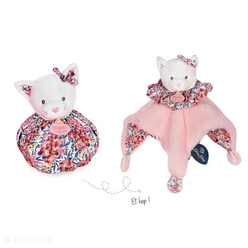 Doudou Boule 25 Cm Polyester Collection Les Petits Futés Chat Rose