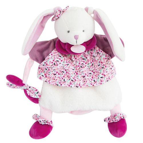 Doudou Marionnette À Main Lapin 28 Cm Collection Lapin Cerise Rose