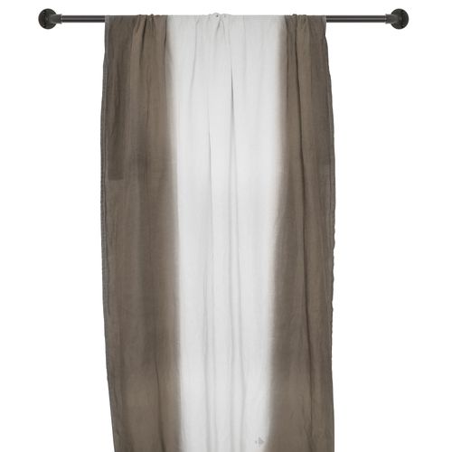 Pan De Rideau 160x250 Cm Deepali 100% Lin Lavé Tie And Dye Marron Café
