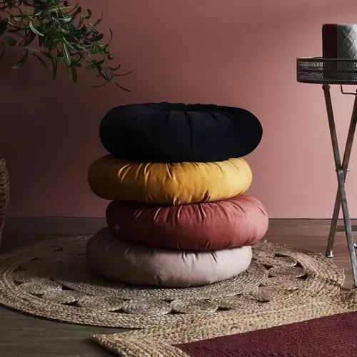 Coussin Rond En Polyester 40x40 Cm Collection Inaya Jaune