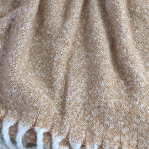 Plaid Aspect Mohair 100% Polyester Recyclé 70x180 Cm Hygge Marron Caramel
