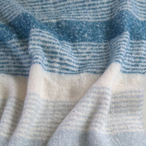 Plaid Aspect Mohair 100% Polyester Recyclé 70x180 Cm Hygge Rayé Bleu