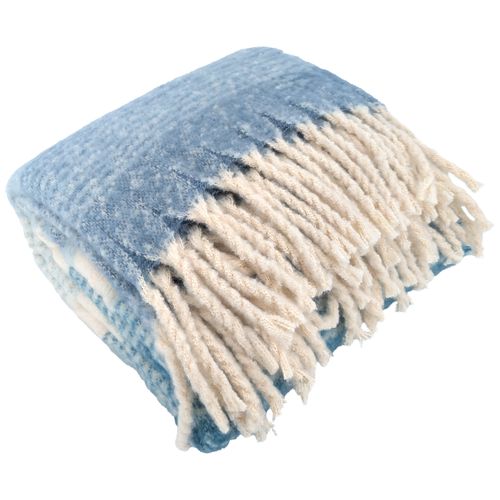 Plaid Aspect Mohair 100% Polyester Recyclé 70x180 Cm Hygge Rayé Bleu