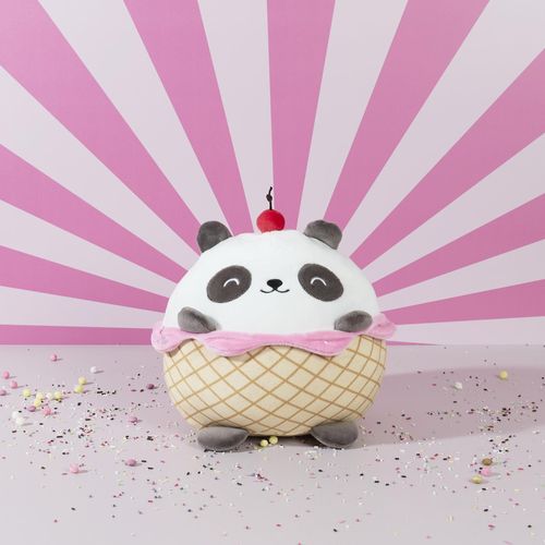 Peluche En Polyester Forme Panda Gourmand Collection Kawaii Blanc