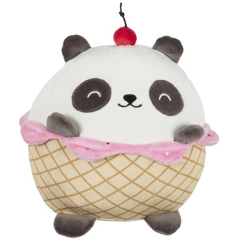 Peluche En Polyester Forme Panda Gourmand Collection Kawaii Blanc