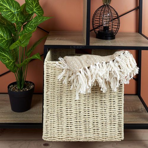 Cube De Rangement Tressé Décoratif Natural Braid 30x30x30 Cm Beige