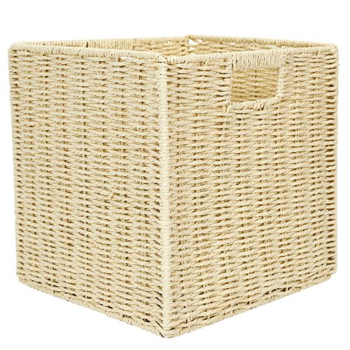 Cube De Rangement Tressé Décoratif Natural Braid 30x30x30 Cm Beige