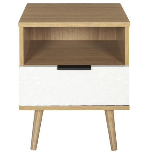 Table De Chevet Avec Niche En Bois Collection Sven Blanc