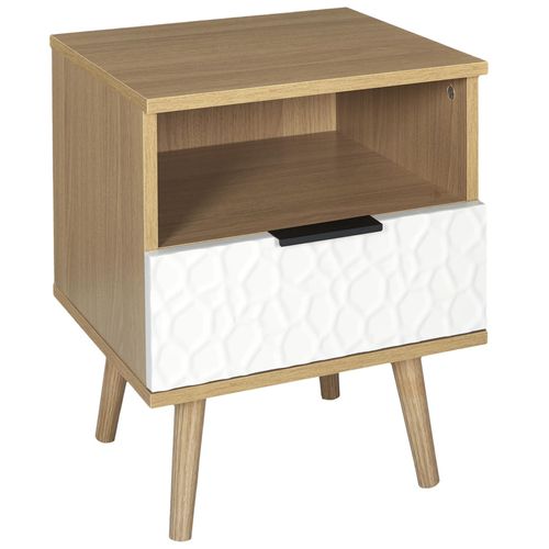 Table De Chevet Avec Niche En Bois Collection Sven Blanc