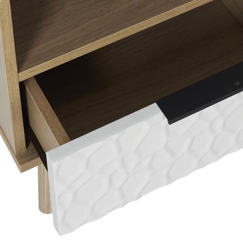 Table De Chevet Avec Niche En Bois Collection Sven Blanc