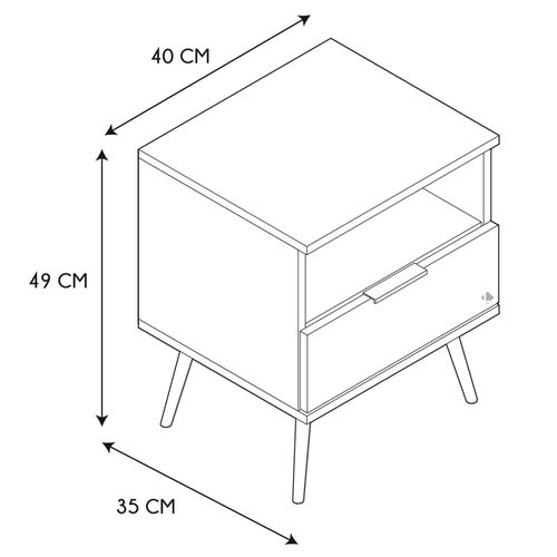 Table De Chevet Avec Niche En Bois Collection Sven Blanc