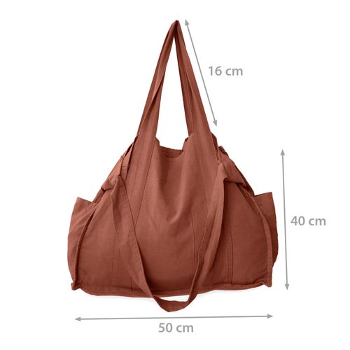 Sac De Plage En Lin Et Coton Lavé 42x34 Cm Atakama Vert Mousse
