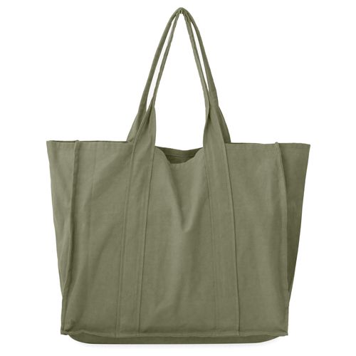 Sac De Plage En Lin Et Coton Lavé 42x34 Cm Atakama Vert Mousse