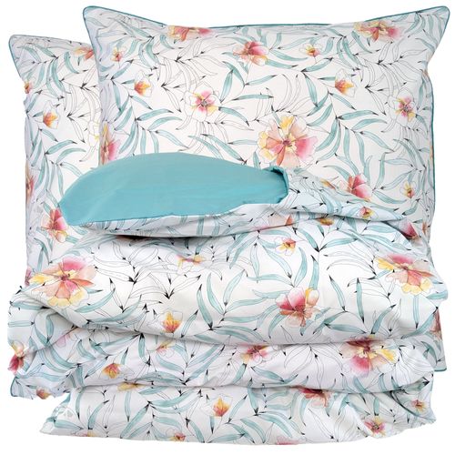 Parure 280x240 Cm 65x65 Percale De Coton Roxane Multicolore 3 Pièces