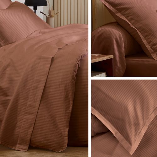 Taie D'oreiller 50x70 Cm Satin De Coton Grand Hôtel Marron Cuir