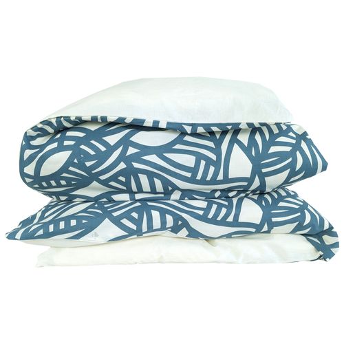 Housse De Couette 200x200 Cm Coton Lavé Serena Bleu Beige